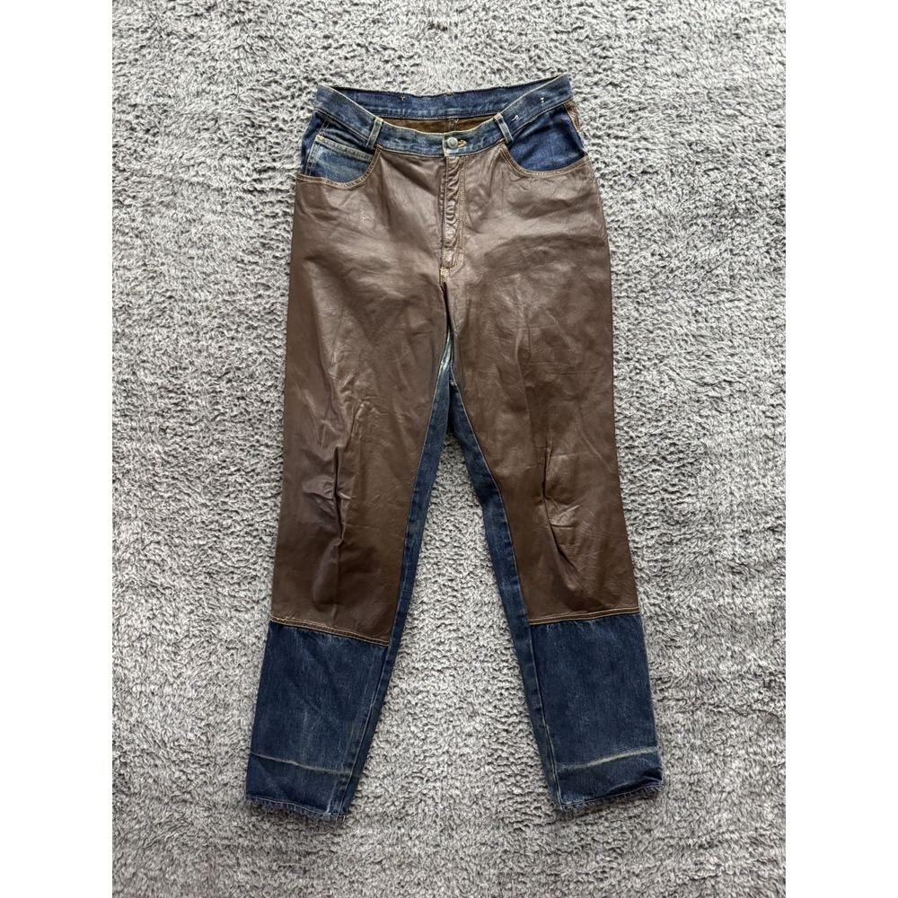 Vintage UFO Cowboy Denim Jeans Leather Straight Fit 90's‎ Y2K Size 31